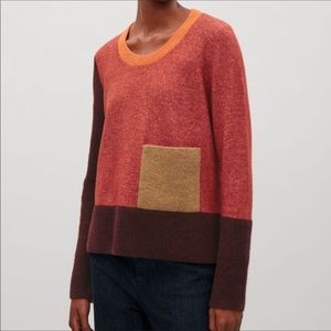 COS Color Block Mohair Sweater with Pocket 🍊 XS